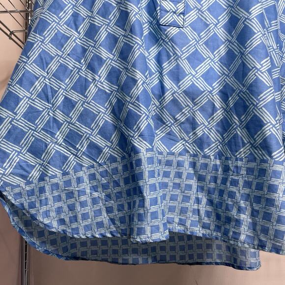 Coldwater Creek Blue Geometric Print Cotton Popover Top Size 2X Lightweight Boho - Picture 11 of 12